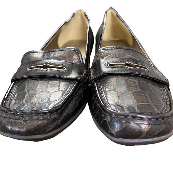 Circa Joan & David Luxe Finton Patent Leather Wedge Square Toe Shoes Loafer 10.5 - Picture 7 of 16